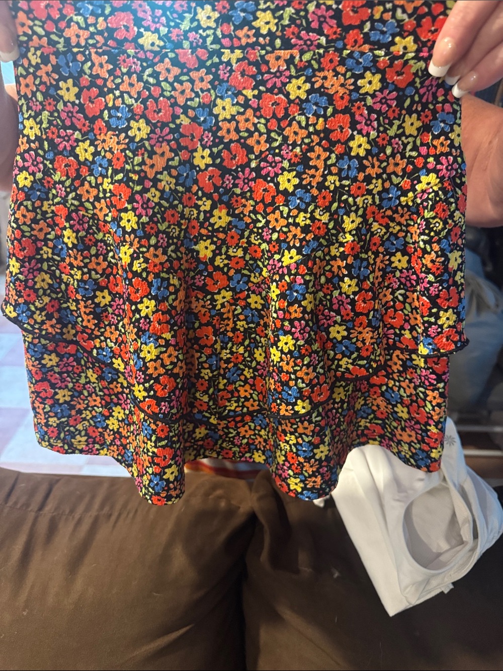 Primark Black Floral Tiered Mini Skirt - Multicolor Blossoms